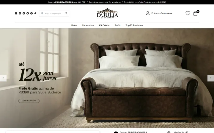 Site Djulia Cabeceiras, projeto do portfólio BipTec