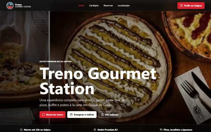 Site Treno Gourmet Station, projeto do portfólio BipTec
