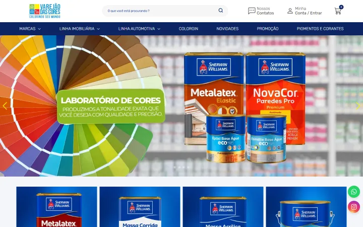 Site Varejão das Cores, projeto do portfólio BipTec